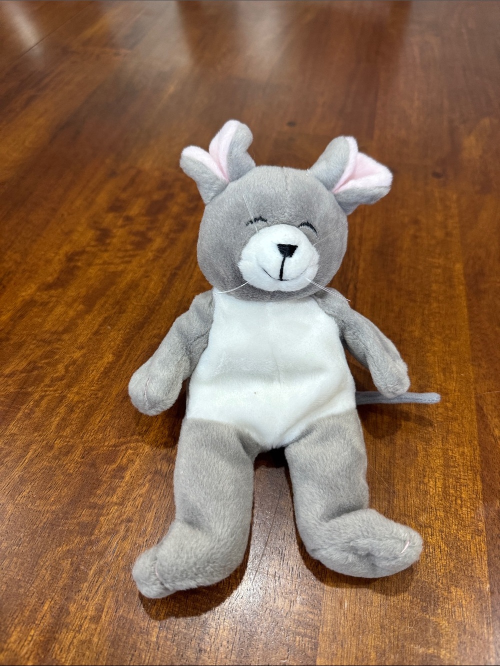 1998 Mary Meyer Jelly Beans Gray and White Plush Mouse Stuffed Animal